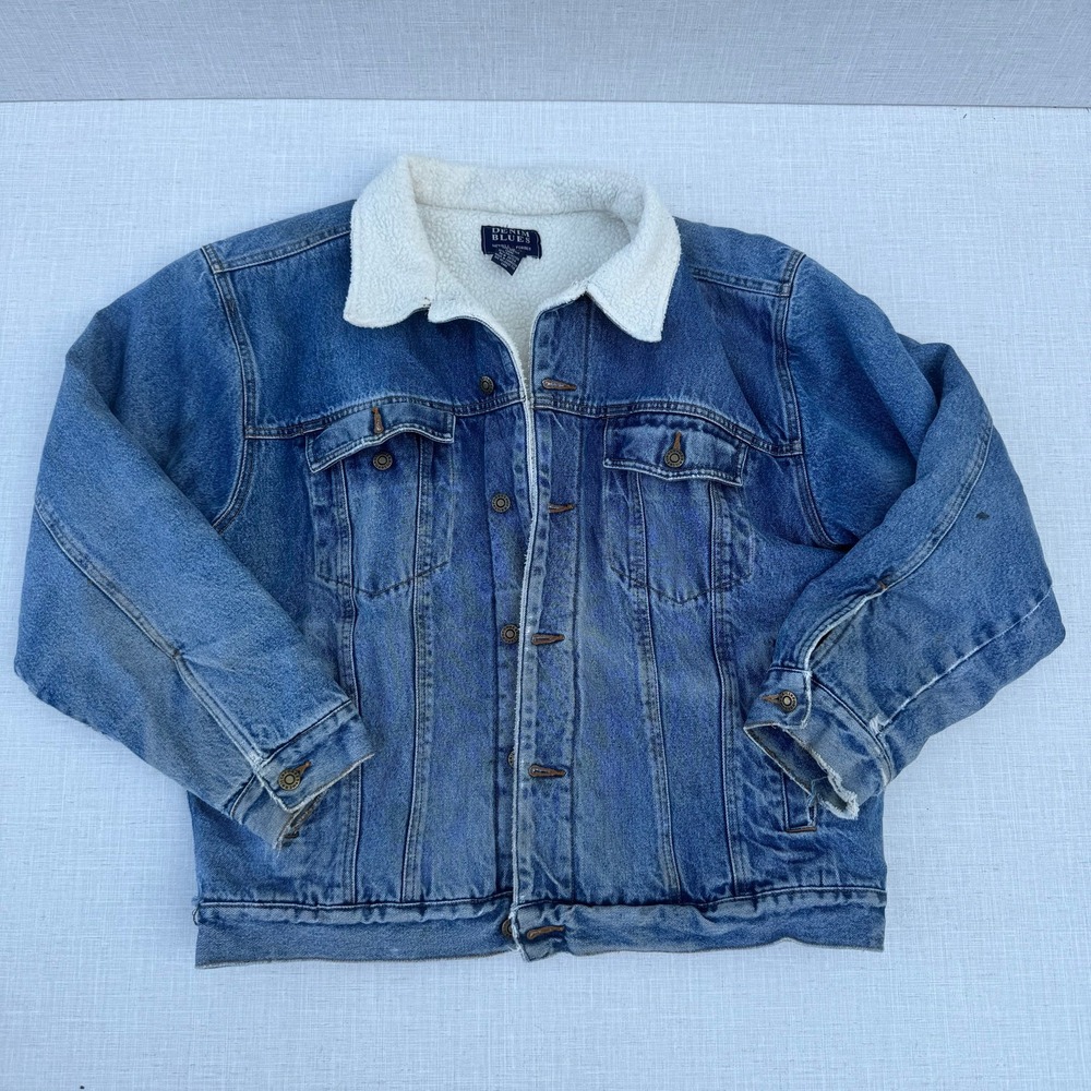 Denim Blues Denim Jacket‎ Sherpa Lined Jean Jacket XL
